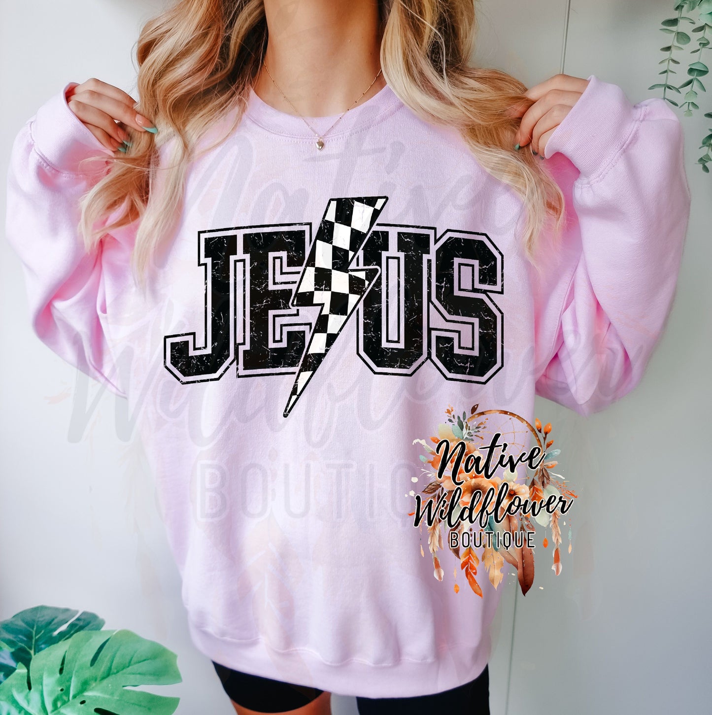 Checkered Lightening Bolt Jesus