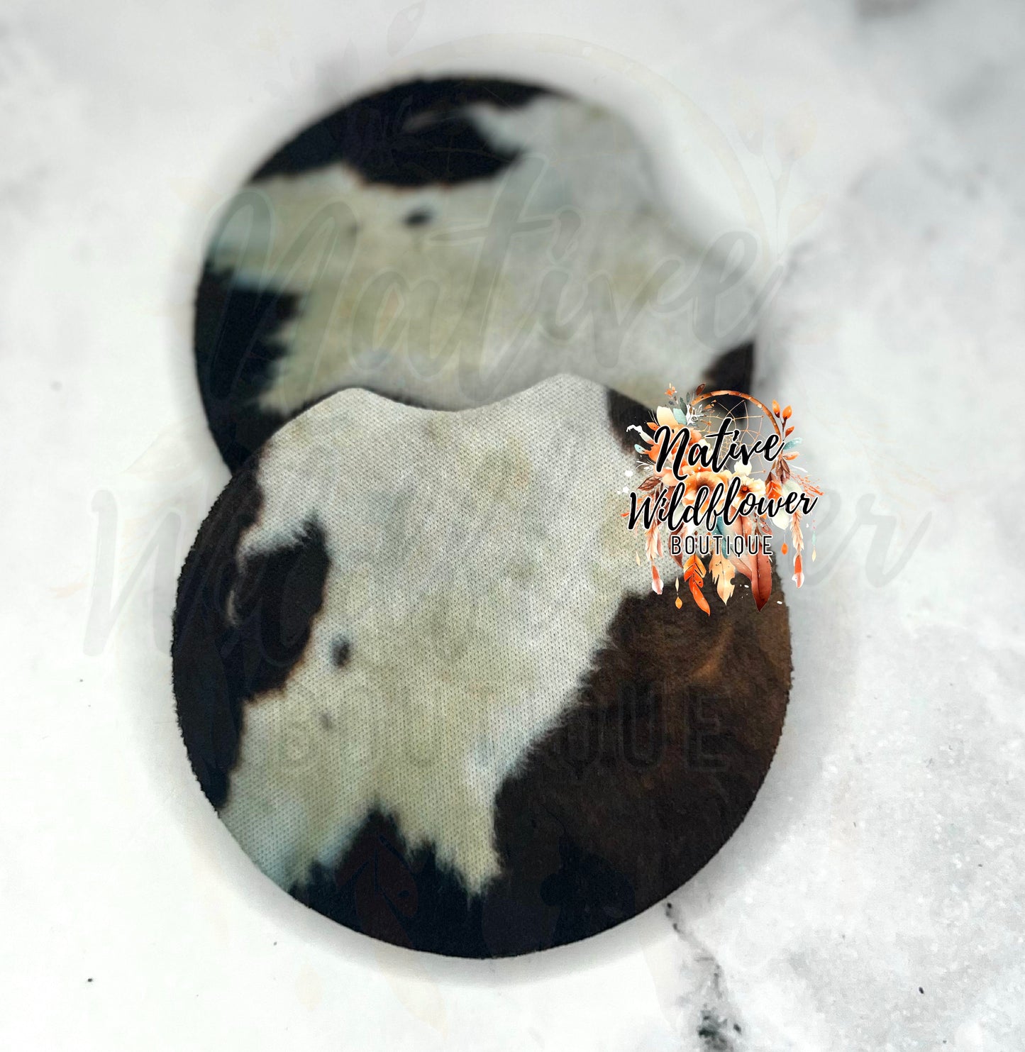 Brown Cowhide #1 Car Coasters