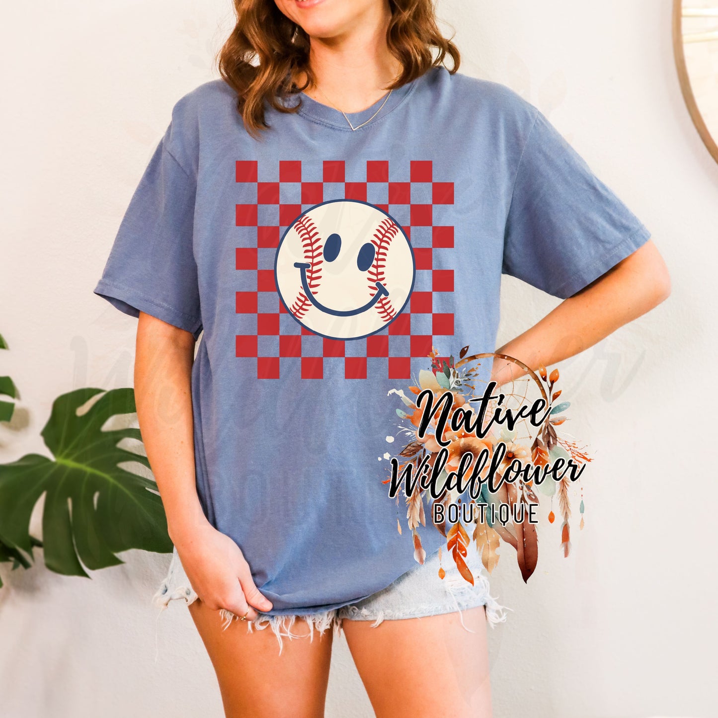 Baseball Checkered Smiley