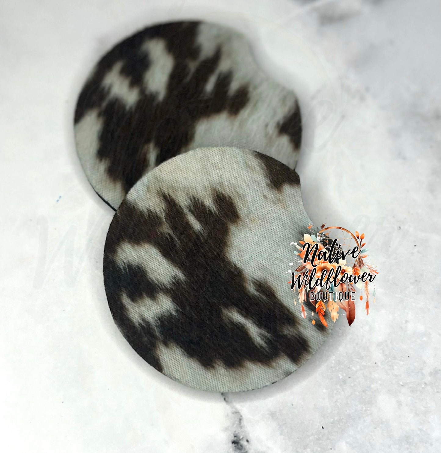 Brown Cowhide #2 Car Coasters