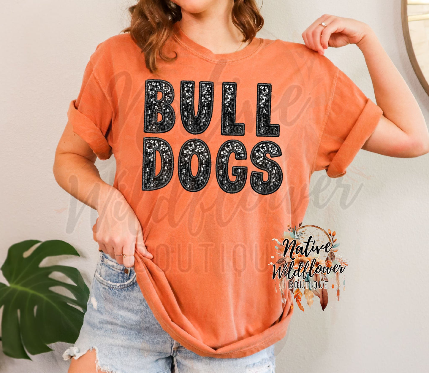 All Black Bulldogs Sequin Faux Embroidery