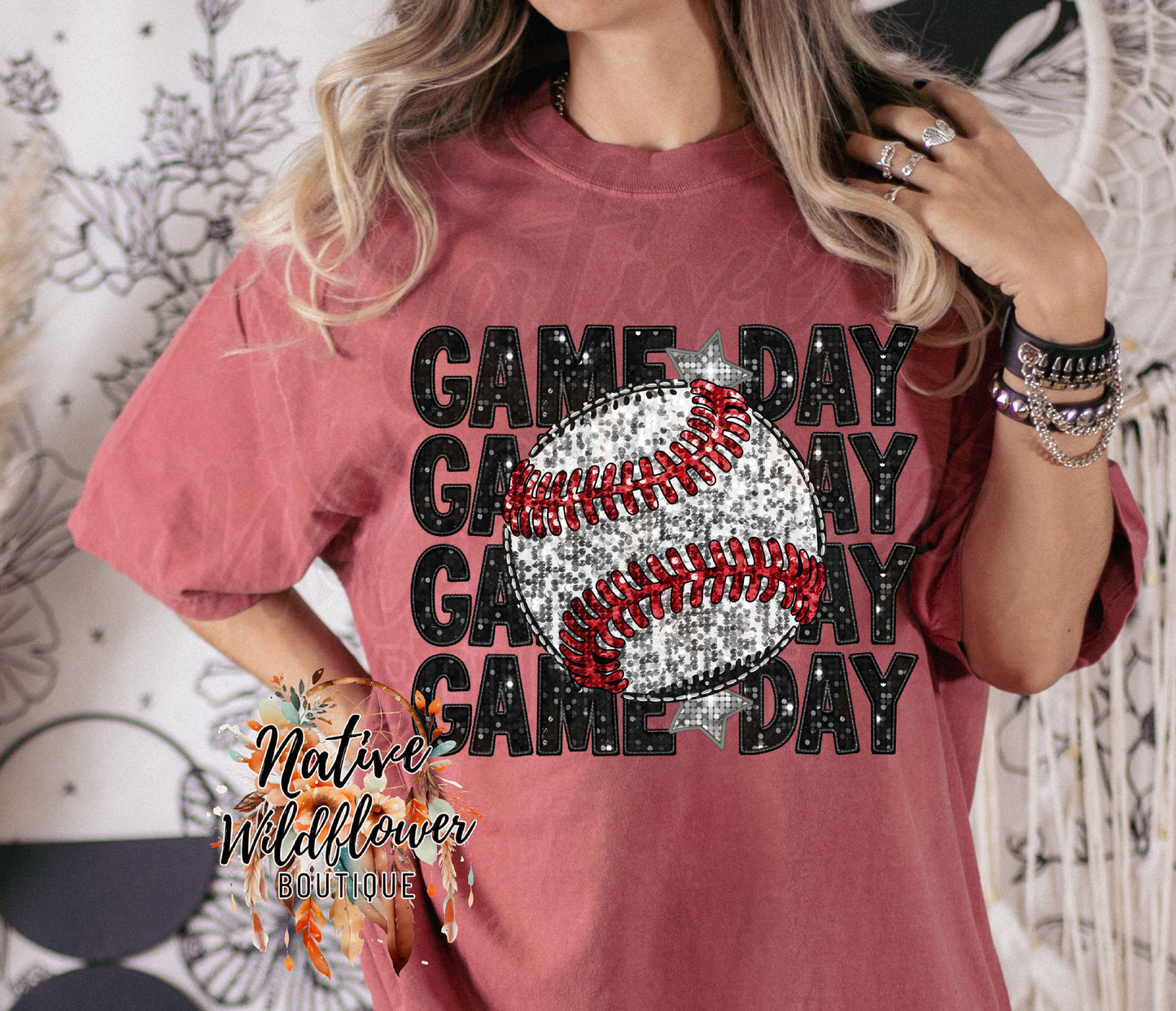 Faux Glitter Baseball Game Day