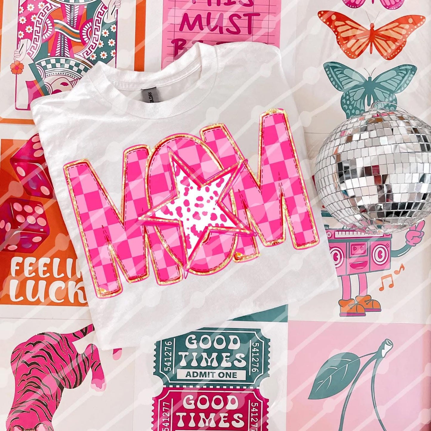 Pink Checkered Mom