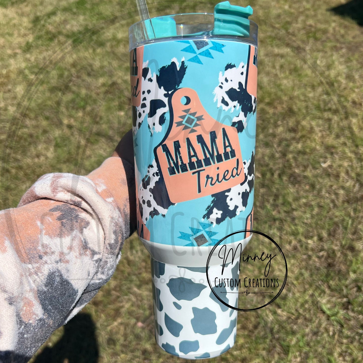 Mama Tried Teal 40oz Handle Tumbler