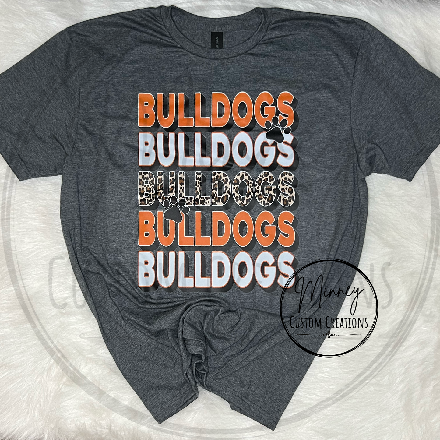 Leopard/Orange/White Bulldogs