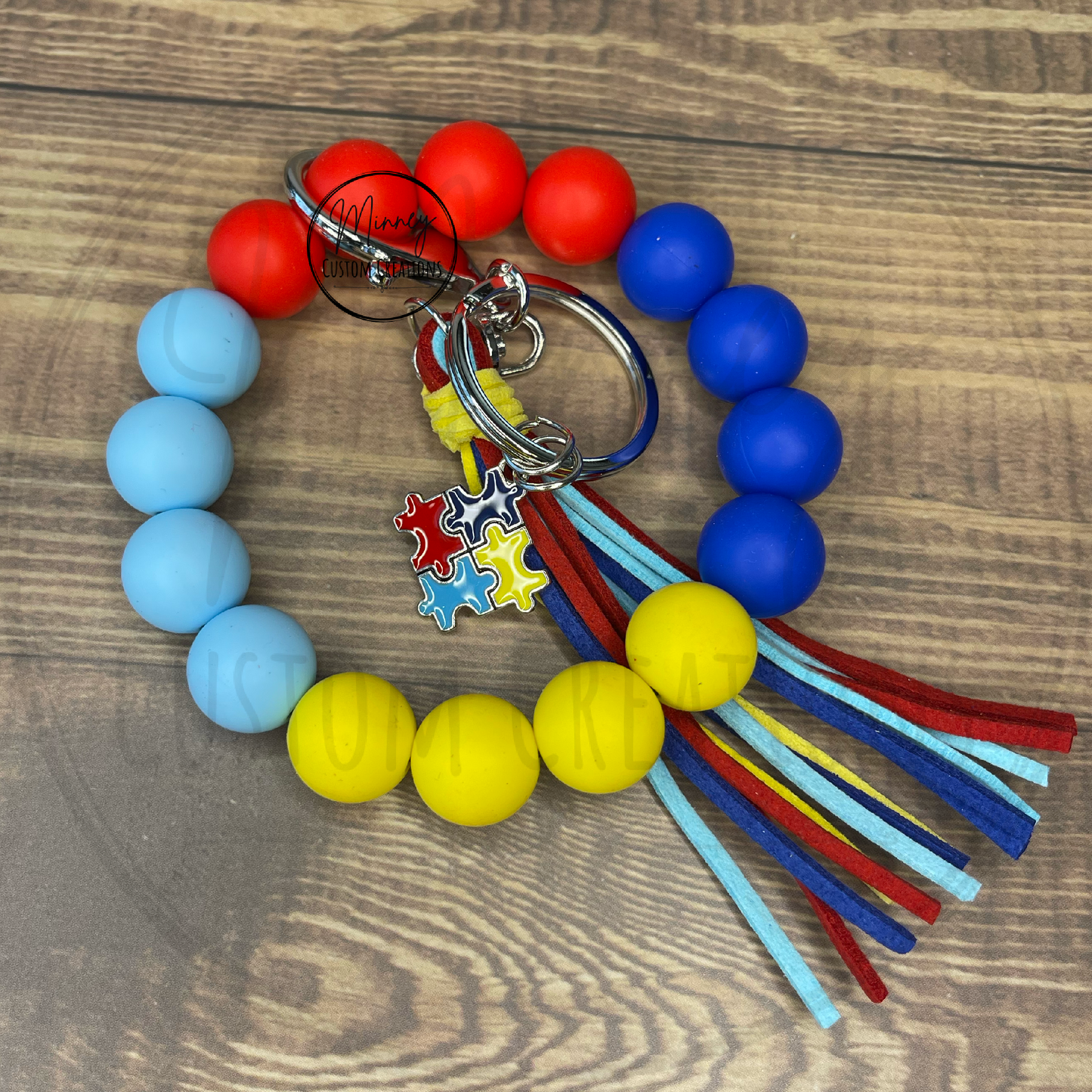 Autism Awareness Beaded Wristlet