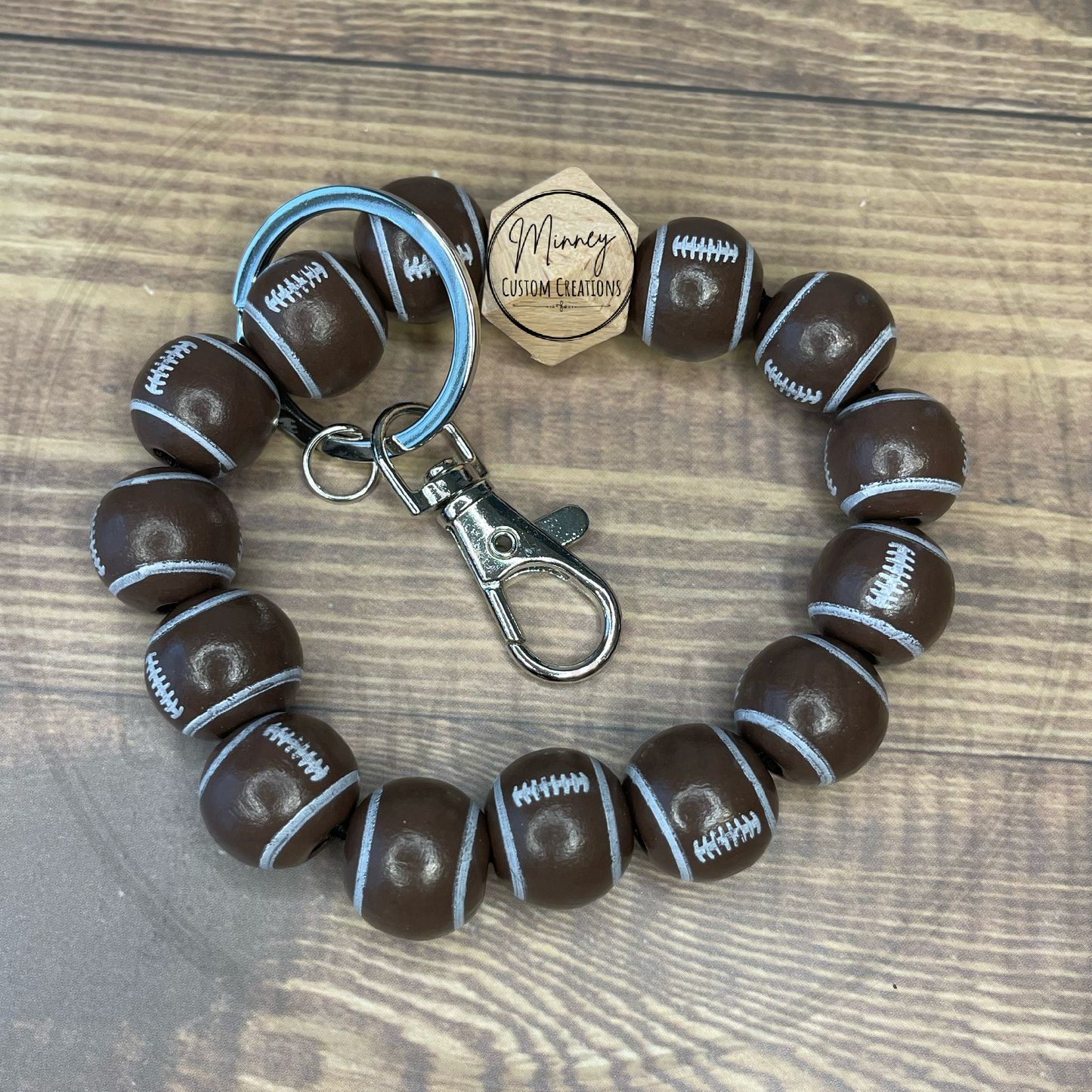 Football Beaded Wristlet