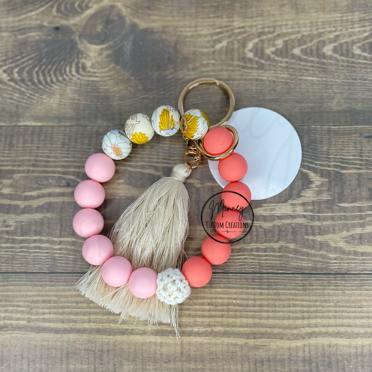 Coral/Pink Boho Beaded Wristlet