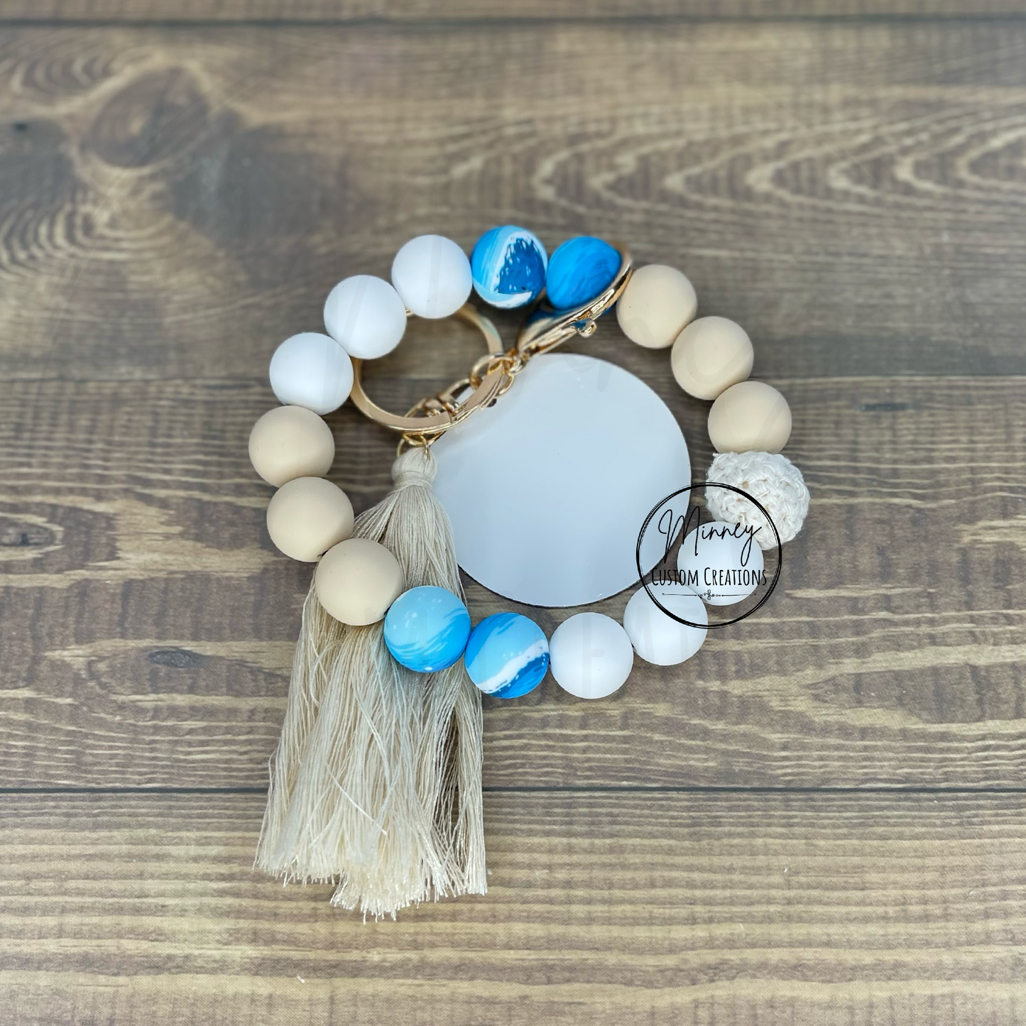 Blue Beachy Beaded Wristlet