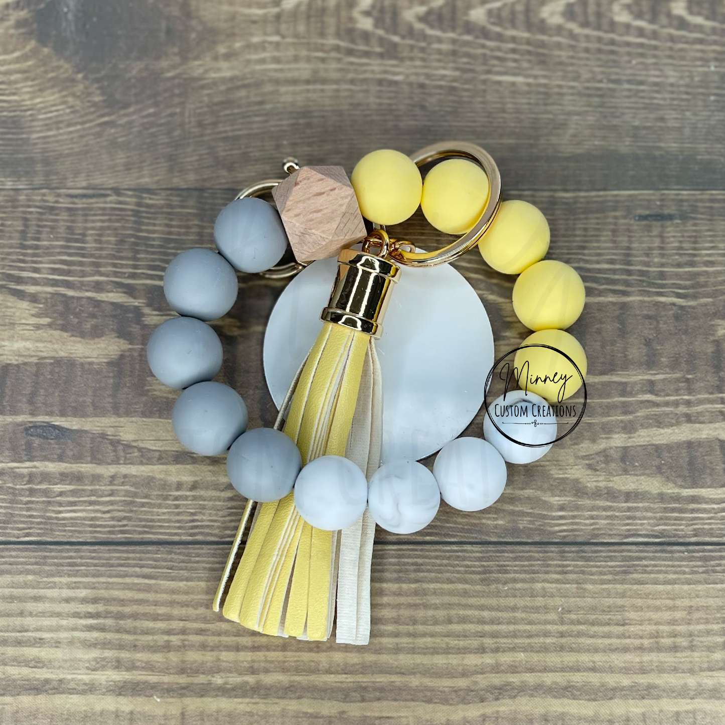 Yellow & Marble Beaded Wristlet