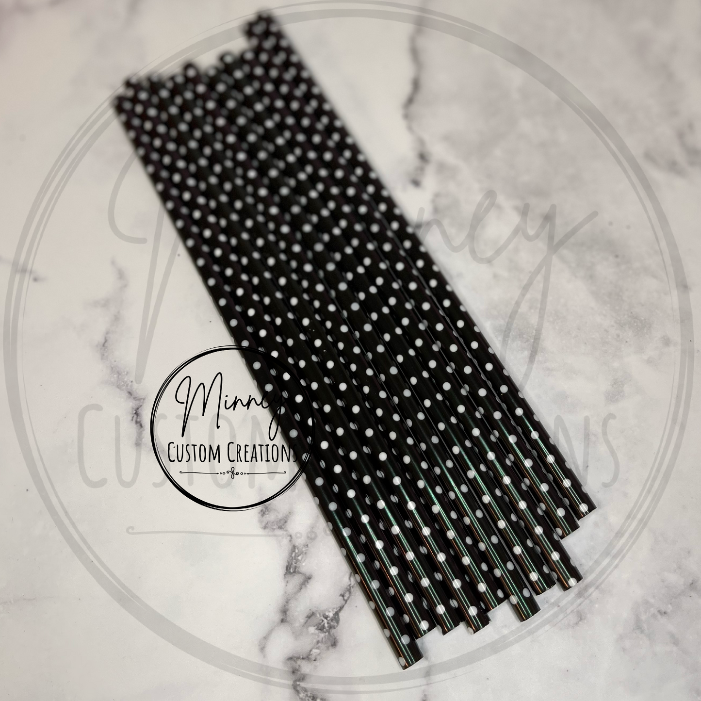 Black & White Polka Dot Reusable Straw