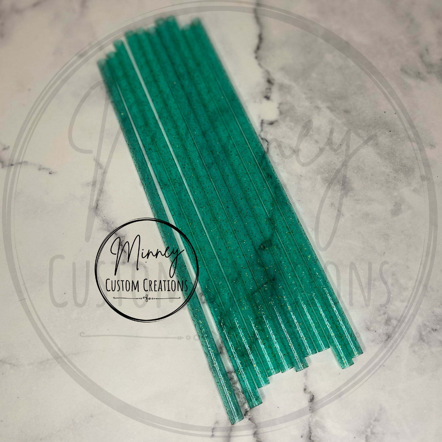 Teal & Glitter Reusable Straw
