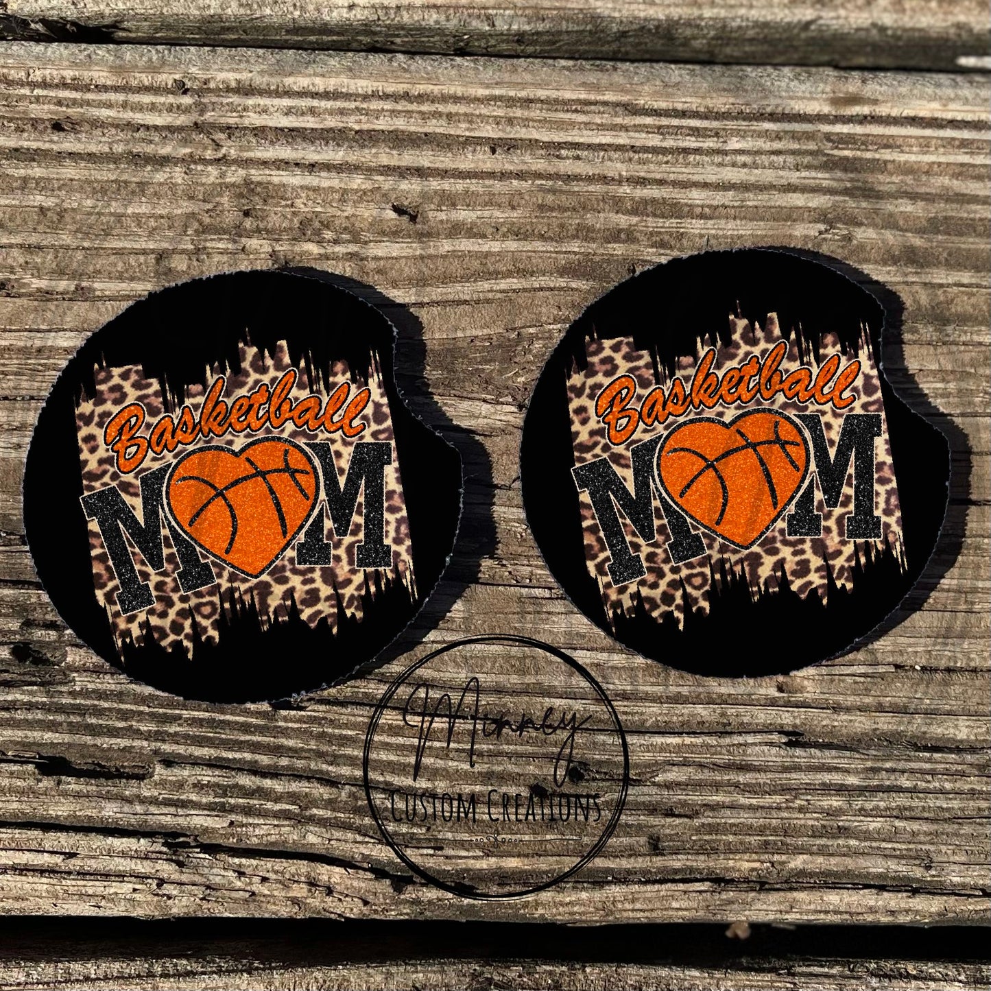 Leopard Basketball Mom Car Coasters