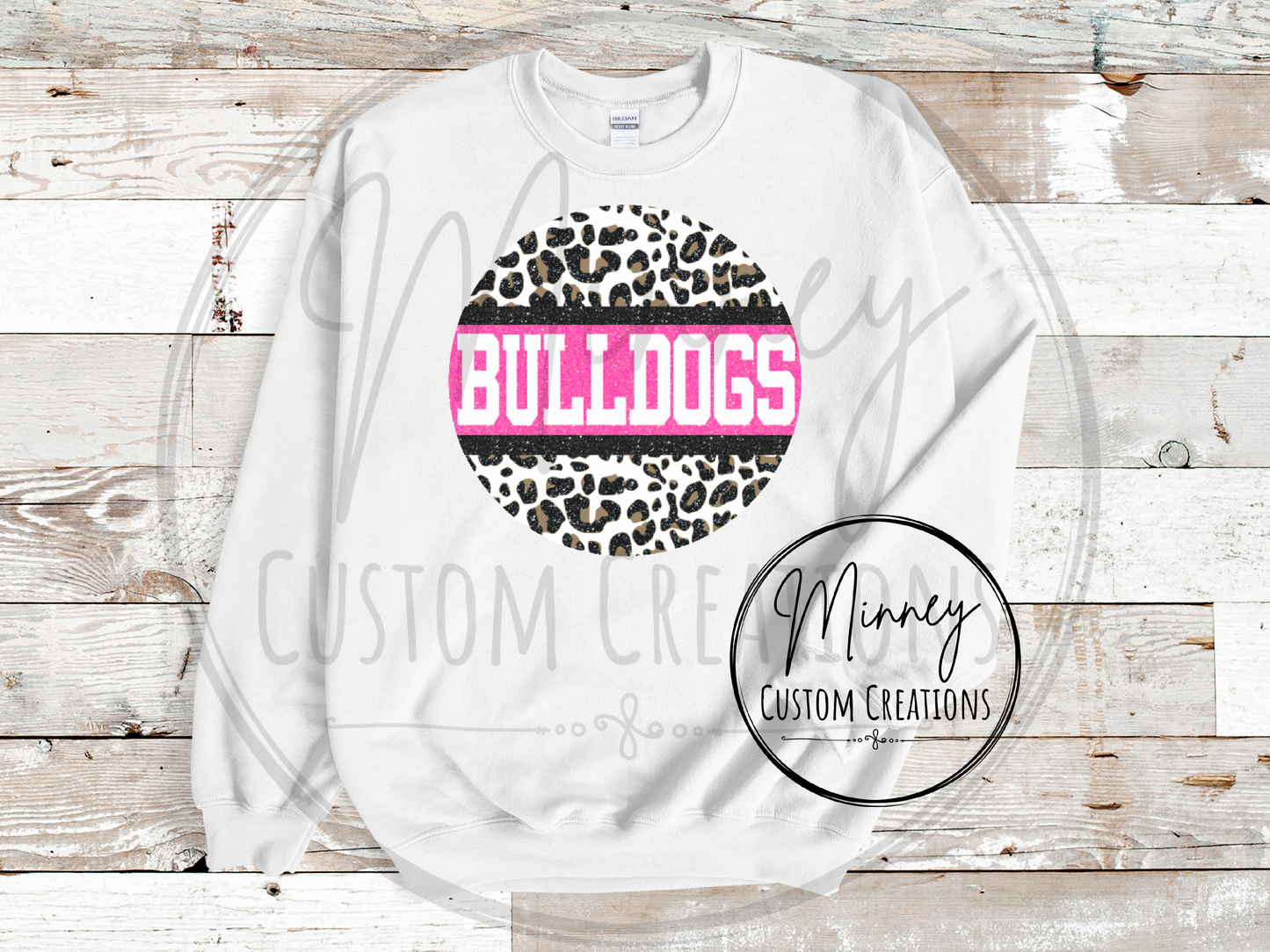 Round Pink Leopard Bulldogs