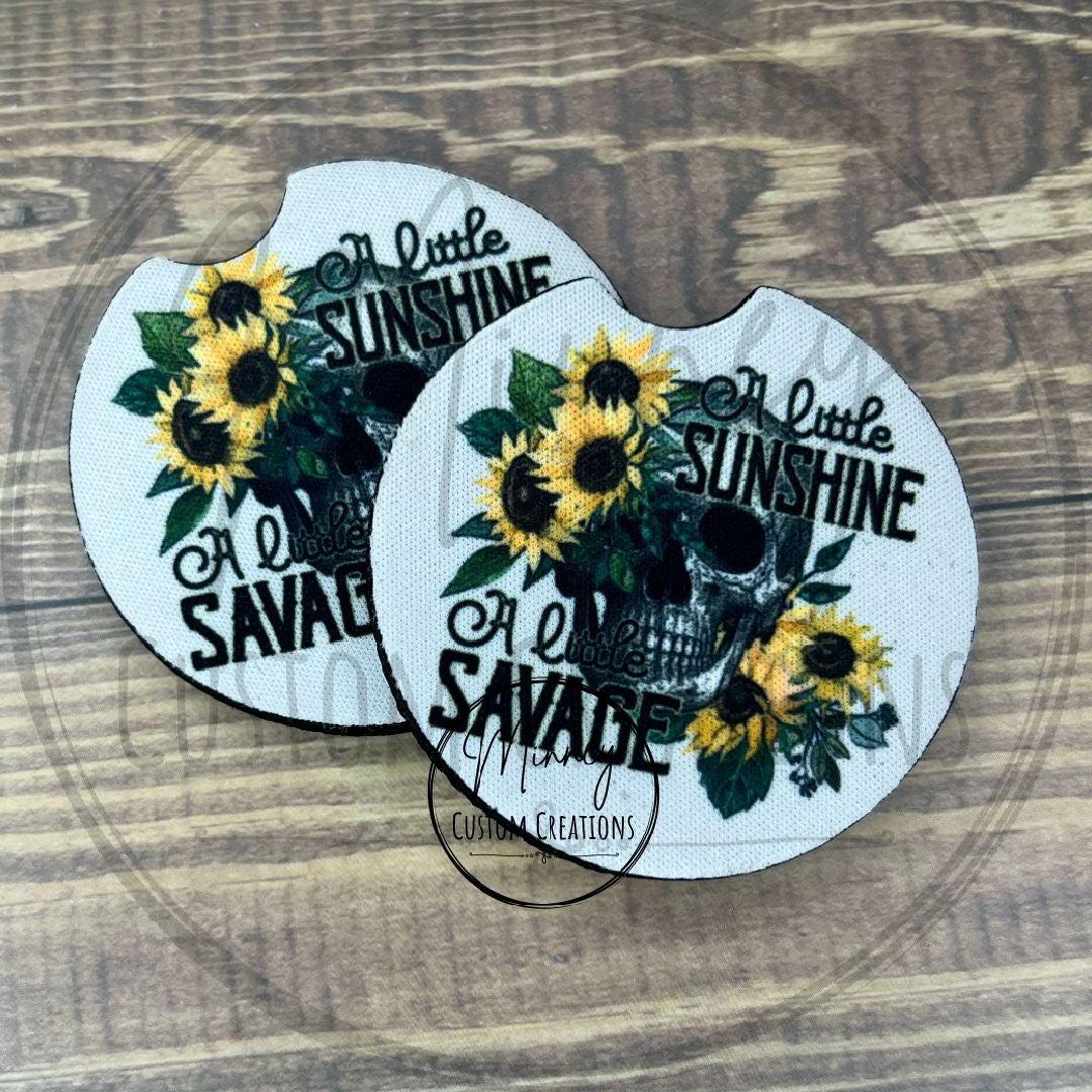 A Little Sunshine, A Little Savage Car Coasters