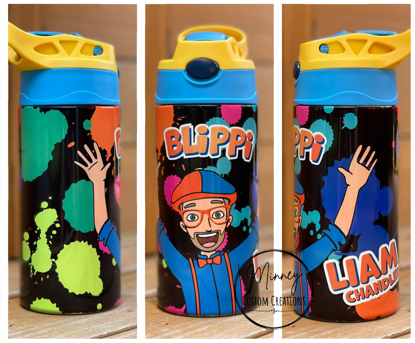 Neon Rainbow Kids Flip Top Tumbler