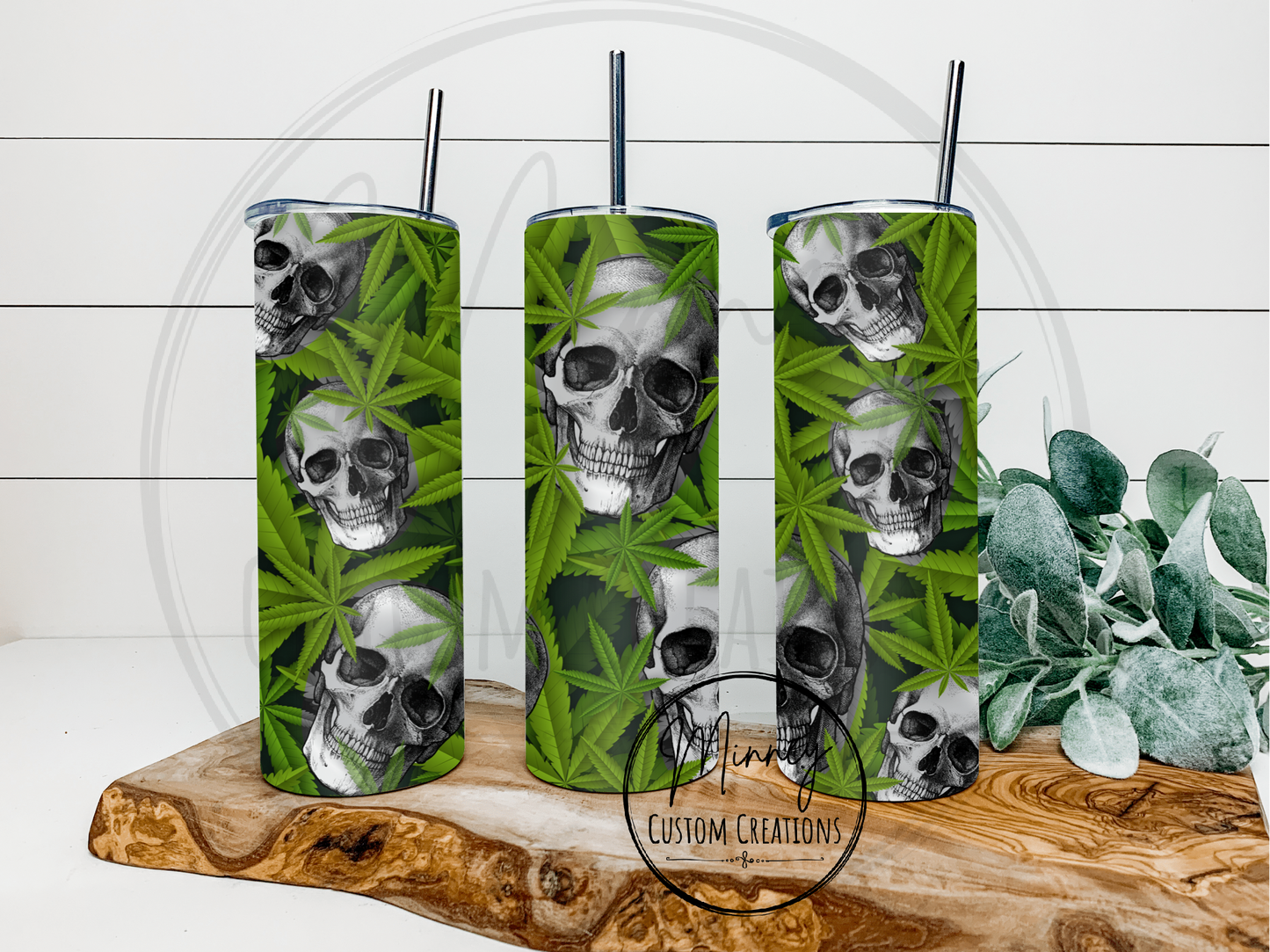 Skull and Leaf Tumbler