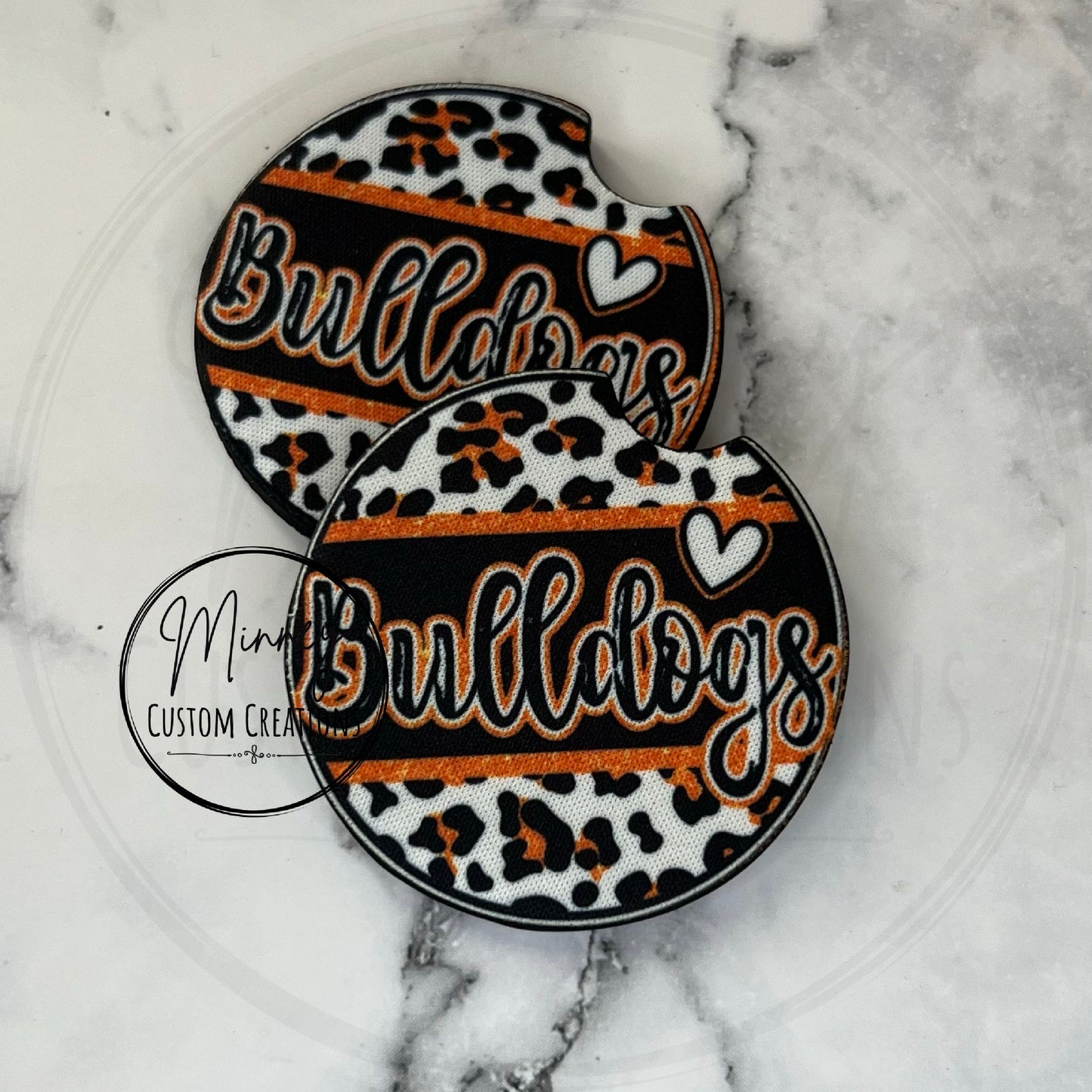 Glitter Leopard Bulldogs Car Coasters