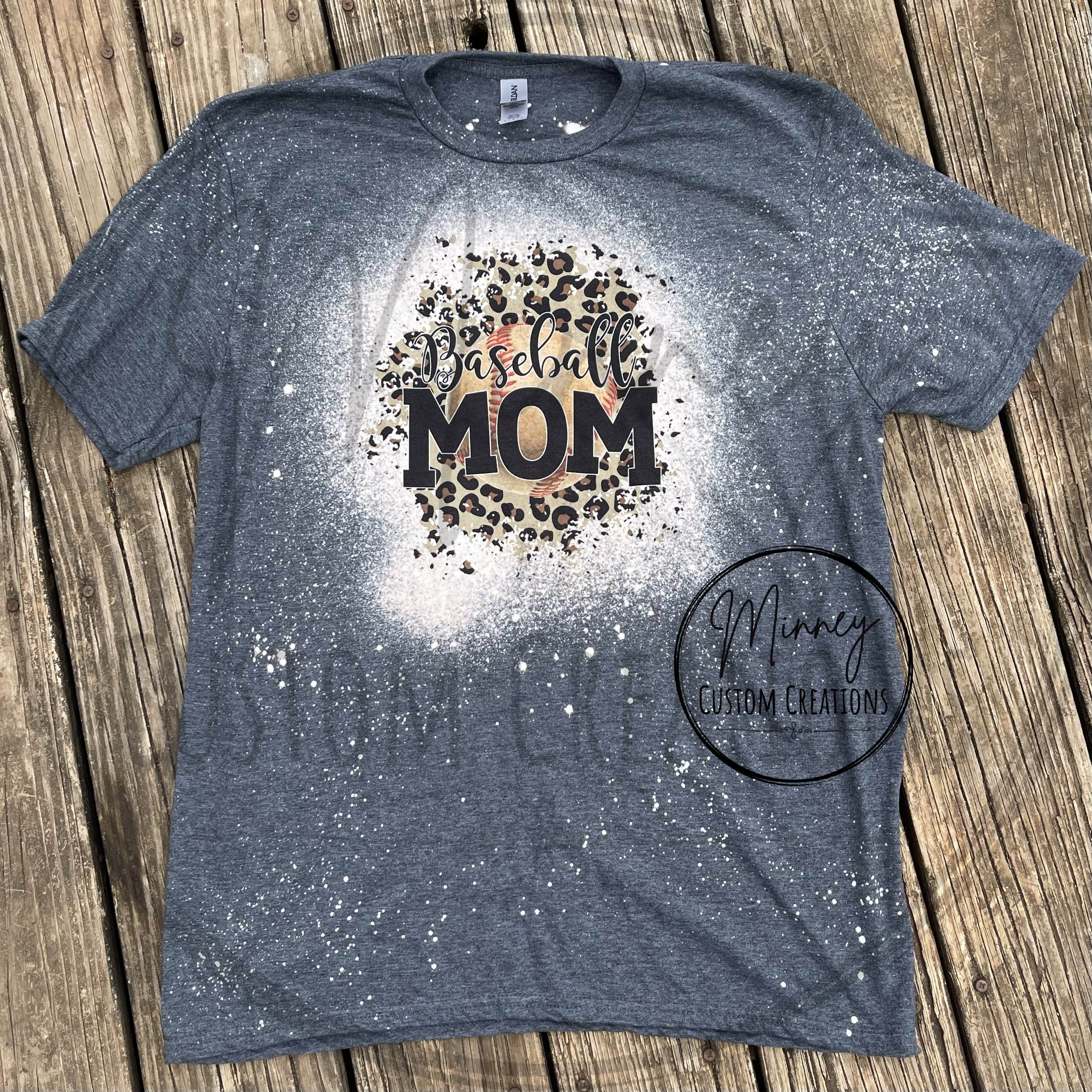 Baseball Mom Leopard Bleached Custom T-Shirt XXL / Purple