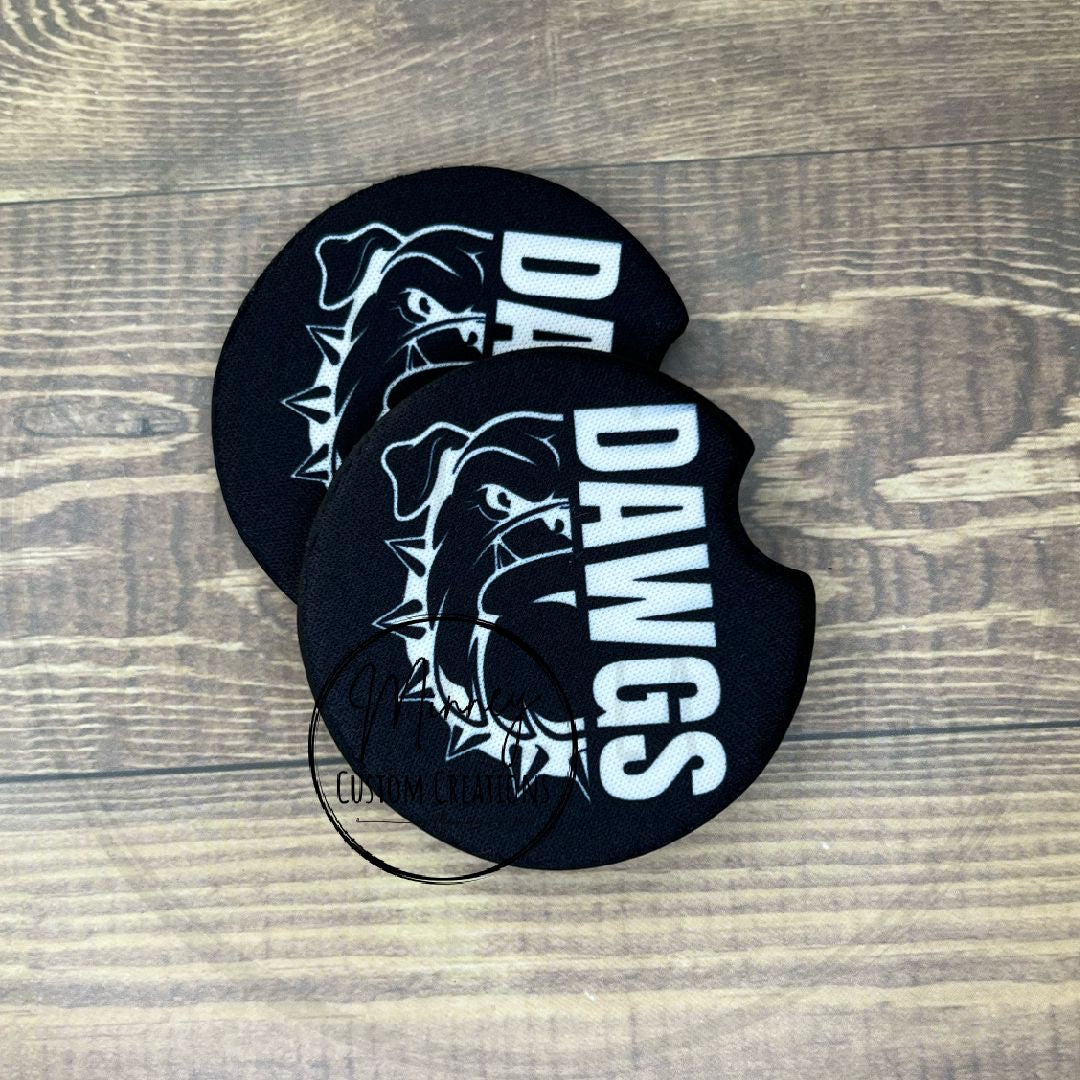 Black and White DAWGS Car Coasters