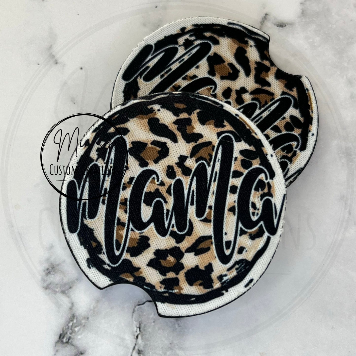 Round Leopard Mama Car Coaster