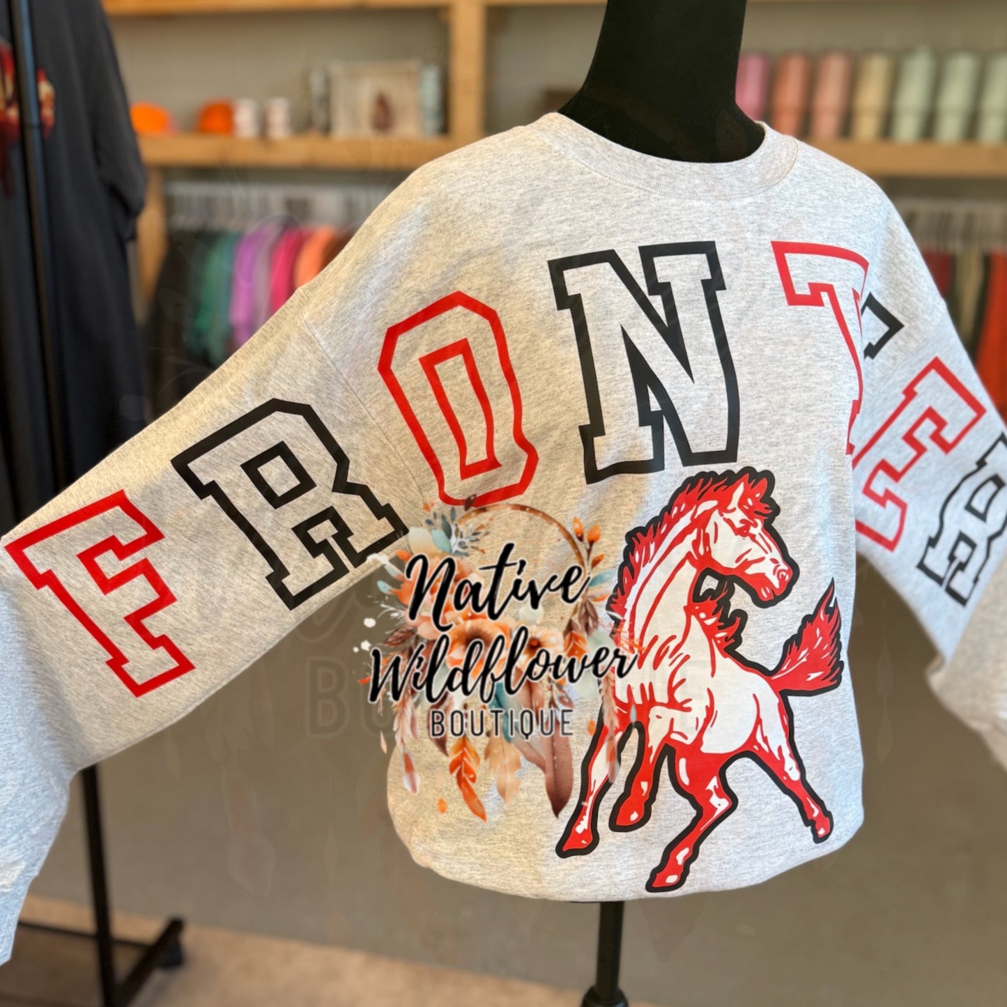 Oversized Frontier Sweatshirt with Mascot