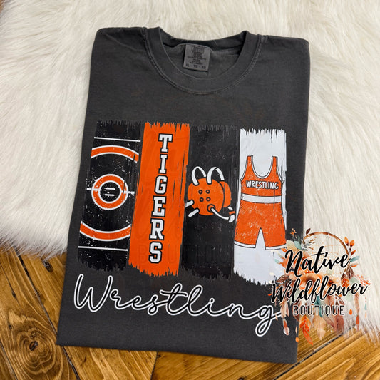 Orange and Black Tigers Wrestling