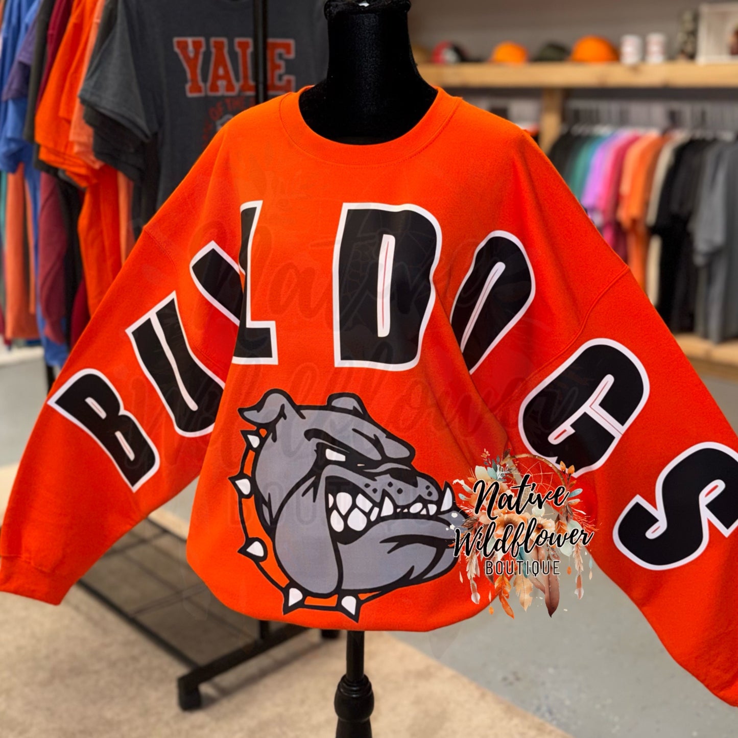 Oversized Black and White Bulldogs with Mascot