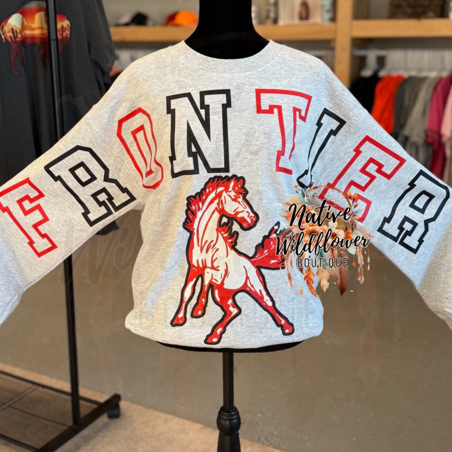 Oversized Frontier Sweatshirt with Mascot