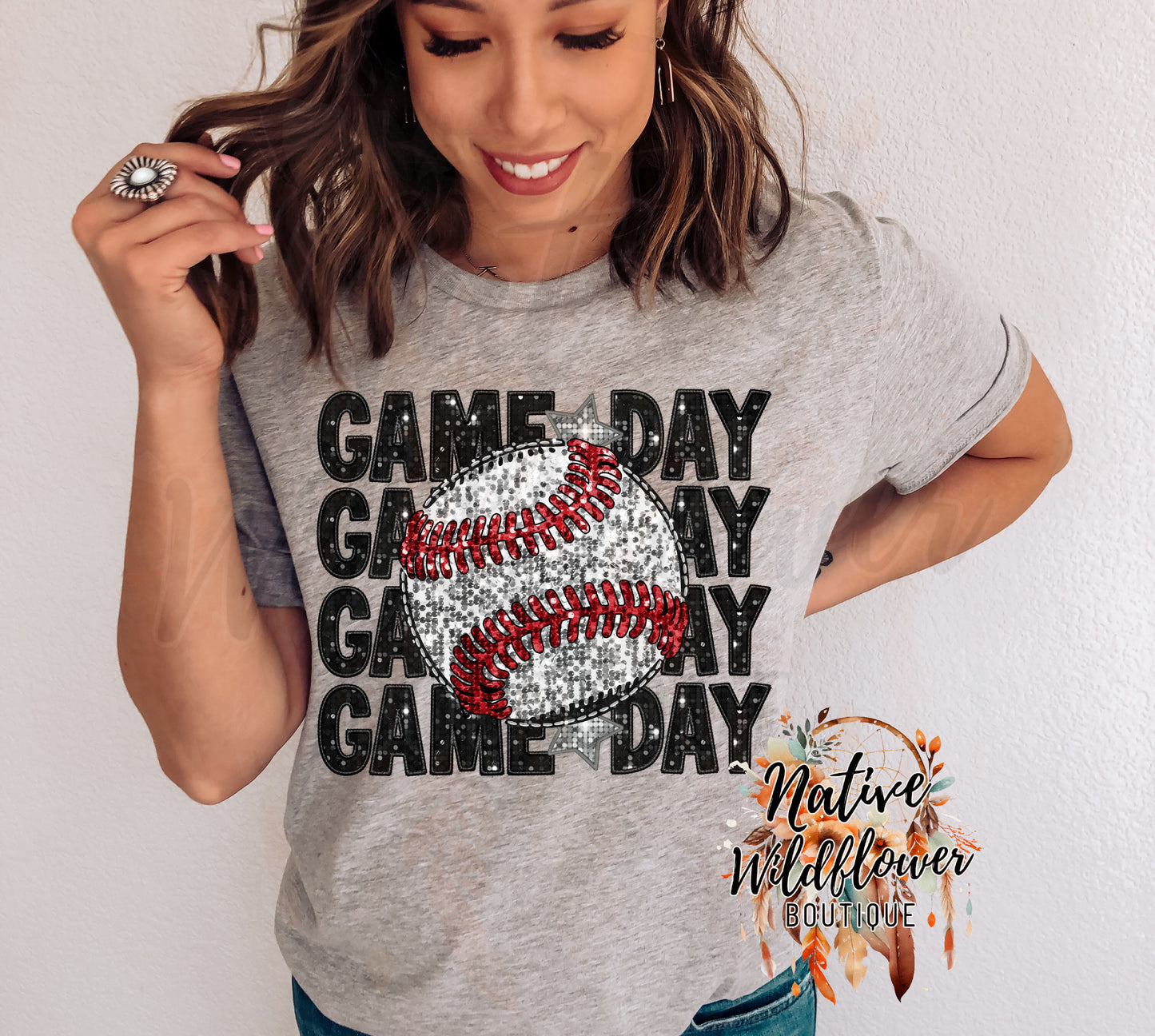 Faux Glitter Baseball Game Day