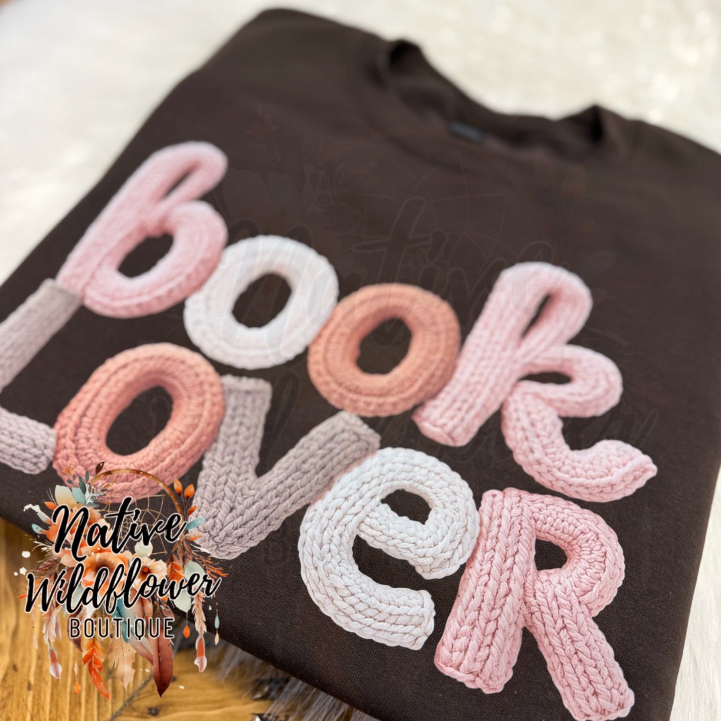 Faux Embroidered Book Lover