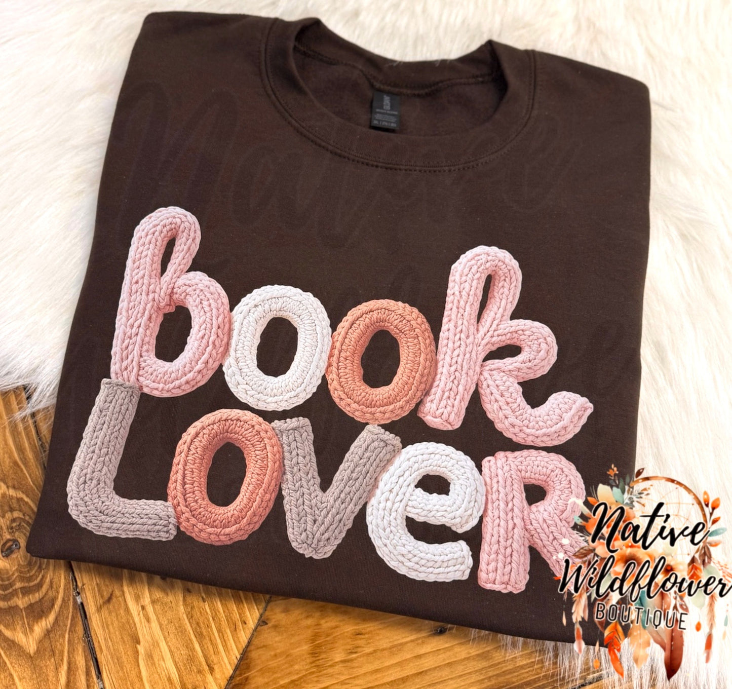 Faux Embroidered Book Lover