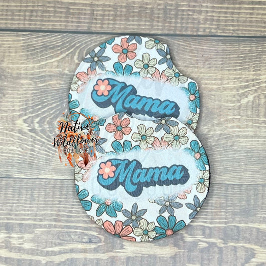 Blue Floral Mama Car Coasters