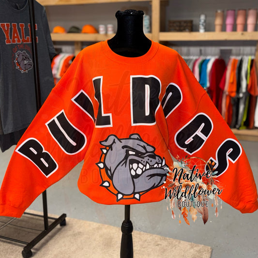 Oversized Black and White Bulldogs with Mascot