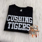 Athletic block font Cushing Tigers