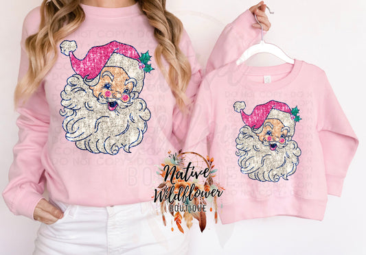 Mama + Mini Faux Glitter Santa
