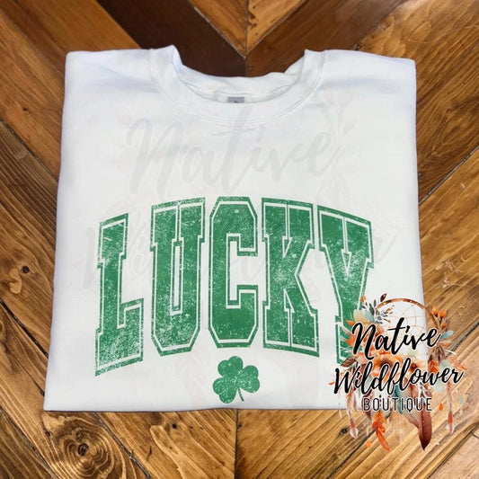 Green Distressed Lucky