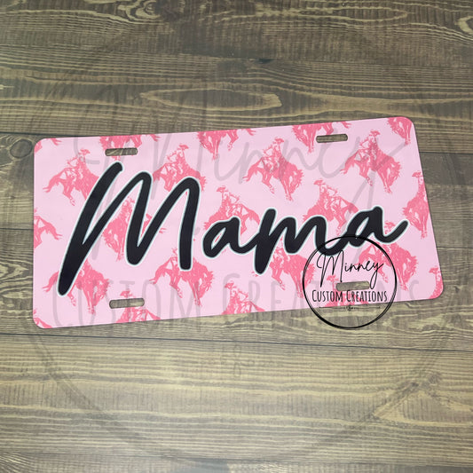 Pink Cowgirl Mama License Plate