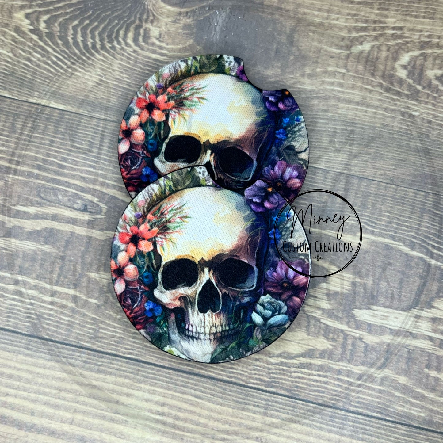 Watercolor Skull Car Coasters