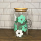 Teal & White Daisy Libbey Glass