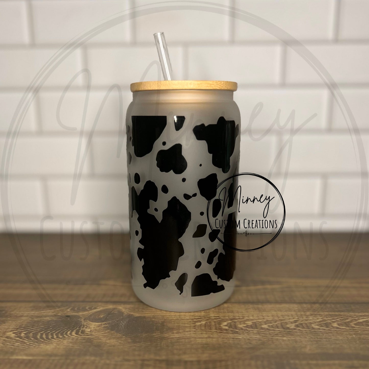 Black Cow Hide Libbey Glass