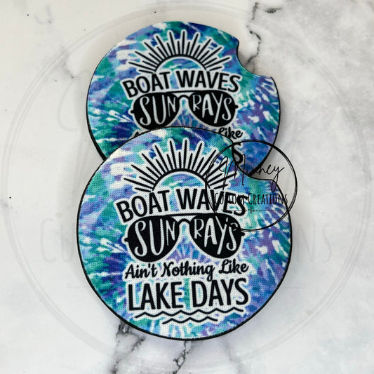Boat Waves, Lake Days Car Coasters