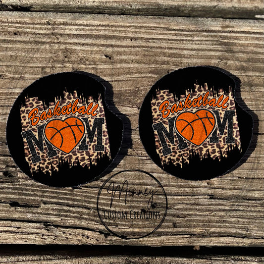 Leopard Basketball Mom Car Coasters