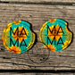Yellow/Turquoise Glitter Sunflower Car Coasters