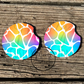 Ombré Neon Rainbow Car Coasters