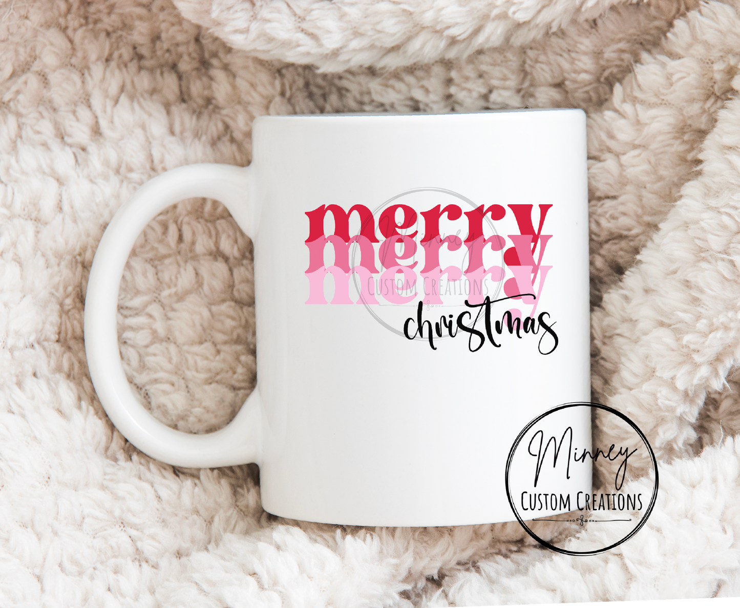 Pink Merry Merry Merry Christmas Mug